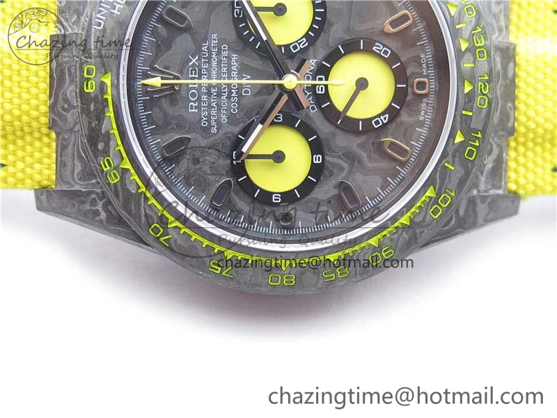 EasyCare Daytona DIW Carbon OMF Best Edition Carbon Yellow Dial on Yellow Nylon Strap A 2841