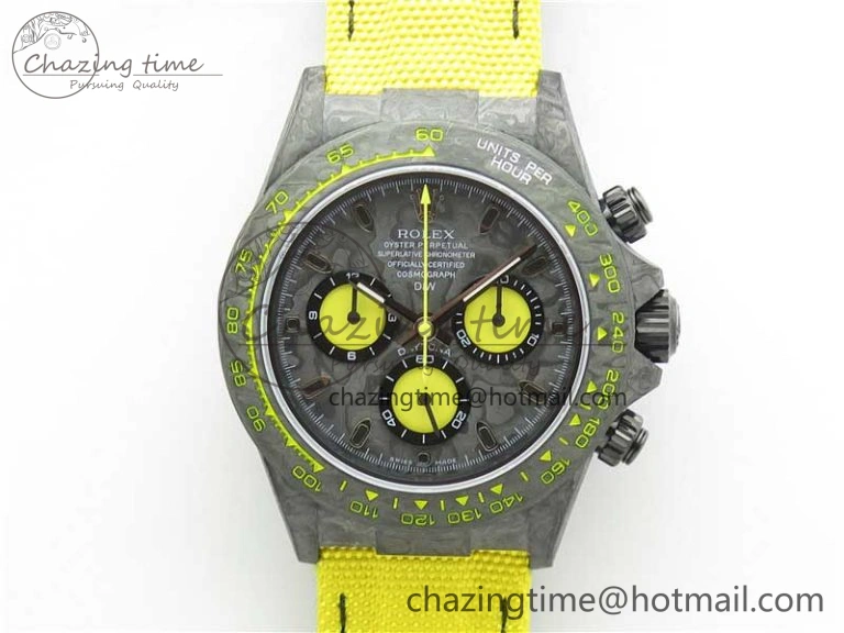 EasyCare Daytona DIW Carbon OMF Best Edition Carbon Yellow Dial on Yellow Nylon Strap A 2841