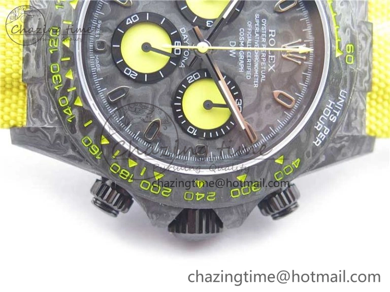 EasyCare Daytona DIW Carbon OMF Best Edition Carbon Yellow Dial on Yellow Nylon Strap A 2841