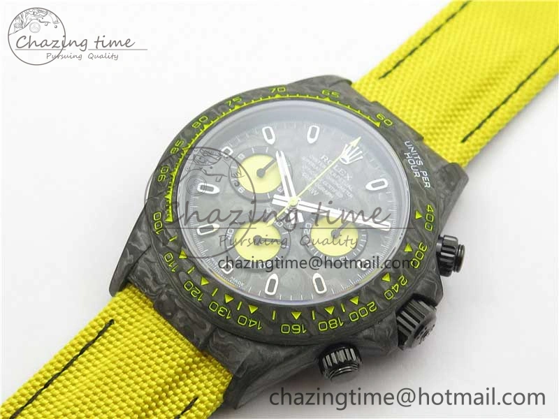 EasyCare Daytona DIW Carbon OMF Best Edition Carbon Yellow Dial on Yellow Nylon Strap A 2841