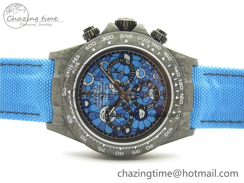 Efficient Daytona DIW Carbon OMF Best Edition Light Blue Dial on Light Blue Nylon Strap A 2844