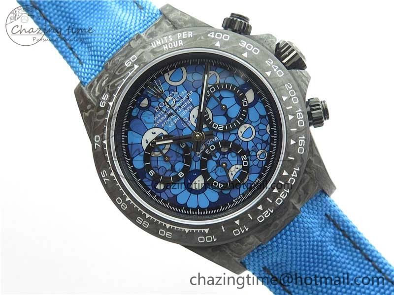 Efficient Daytona DIW Carbon OMF Best Edition Light Blue Dial on Light Blue Nylon Strap A 2844