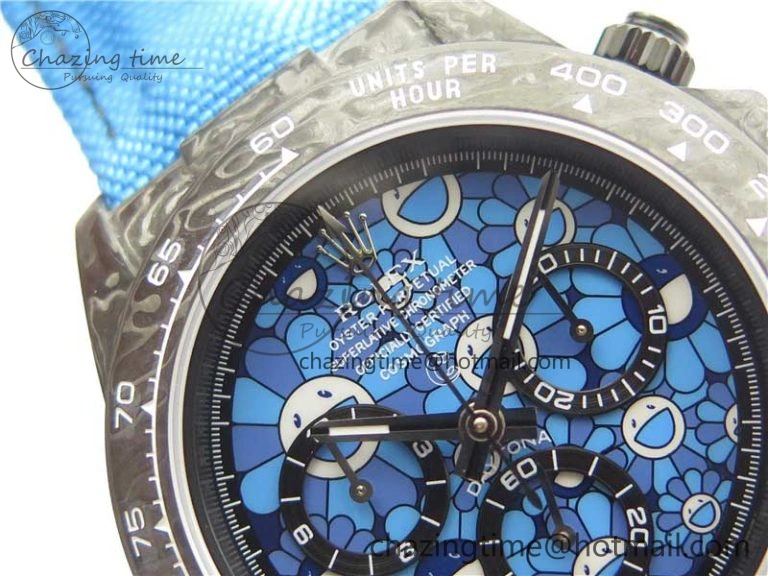 Efficient Daytona DIW Carbon OMF Best Edition Light Blue Dial on Light Blue Nylon Strap A 2844