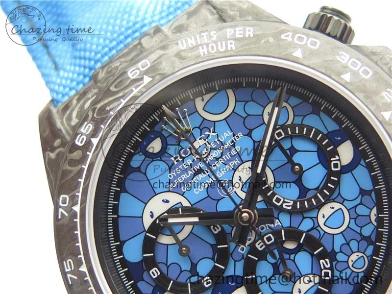 Efficient Daytona DIW Carbon OMF Best Edition Light Blue Dial on Light Blue Nylon Strap A 2844