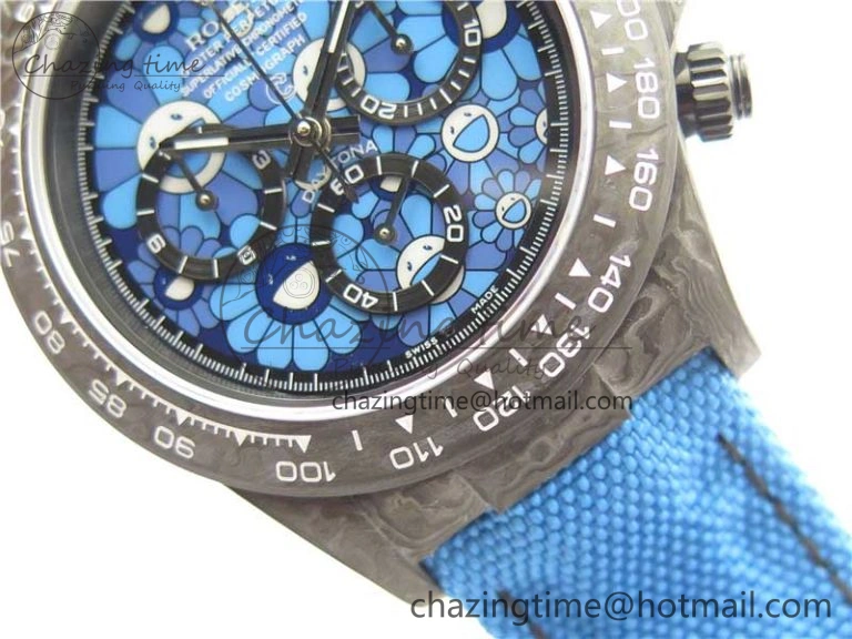 Efficient Daytona DIW Carbon OMF Best Edition Light Blue Dial on Light Blue Nylon Strap A 2844
