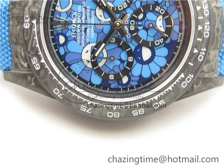 Efficient Daytona DIW Carbon OMF Best Edition Light Blue Dial on Light Blue Nylon Strap A 2844