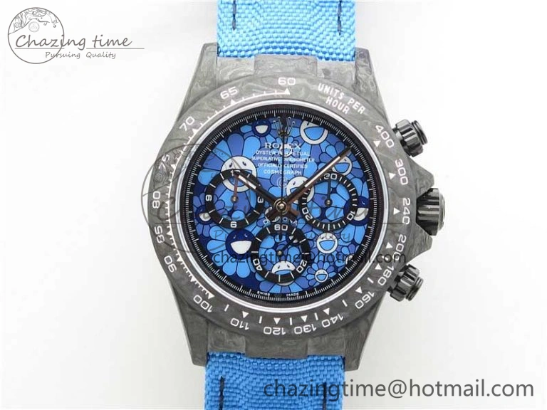 Efficient Daytona DIW Carbon OMF Best Edition Light Blue Dial on Light Blue Nylon Strap A 2844