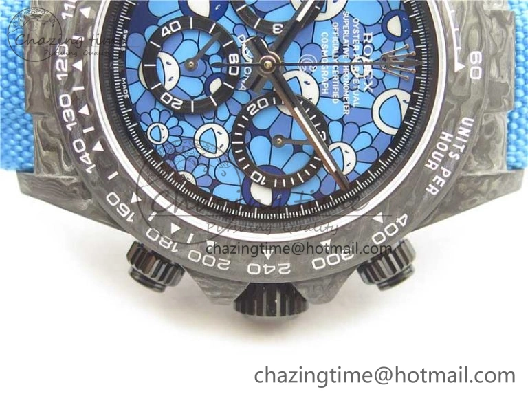 Efficient Daytona DIW Carbon OMF Best Edition Light Blue Dial on Light Blue Nylon Strap A 2844
