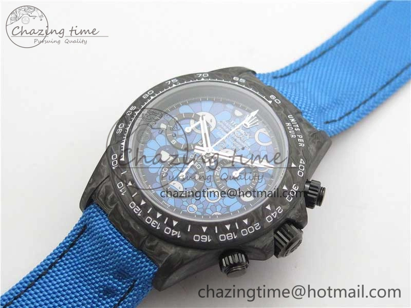 Efficient Daytona DIW Carbon OMF Best Edition Light Blue Dial on Light Blue Nylon Strap A 2844