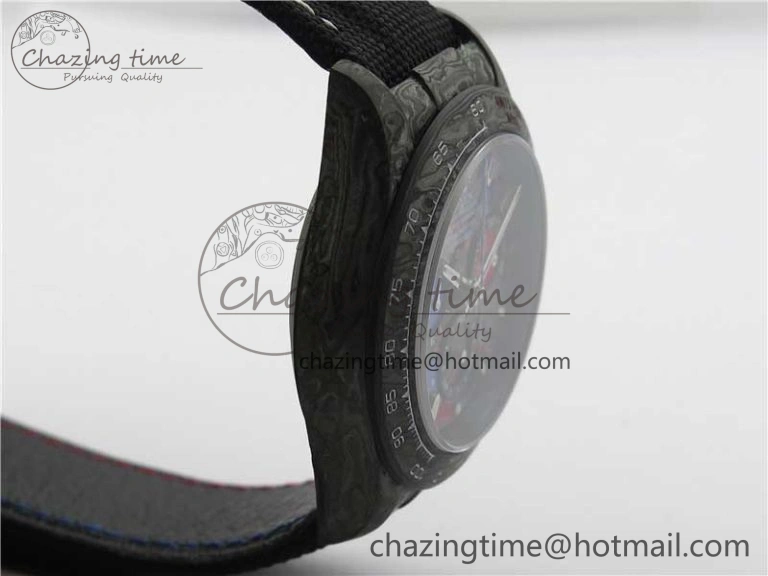 Sporty Daytona DIW Carbon OMF Best Edition Red Blue Dial Blue Hand on Black Nylon Strap A 2848