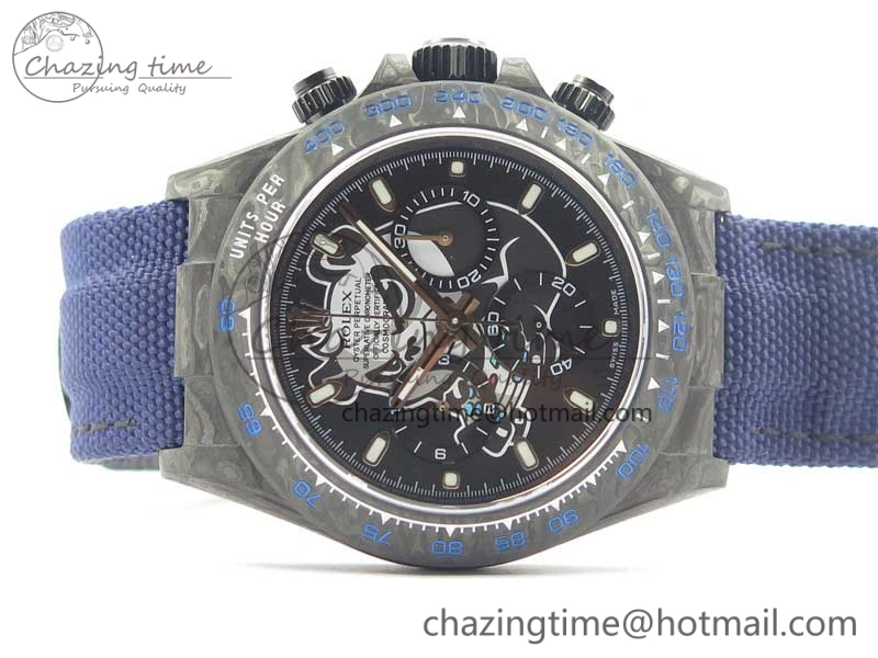Resilient Daytona DIW Carbon V2 WWF Best Edition Black Dial On Dark Blue Nylon Strap A 3106