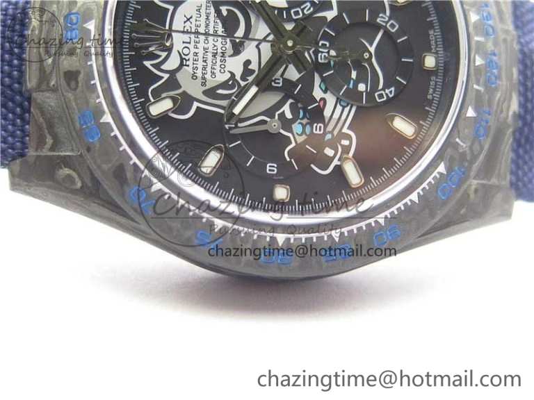 Resilient Daytona DIW Carbon V2 WWF Best Edition Black Dial On Dark Blue Nylon Strap A 3106