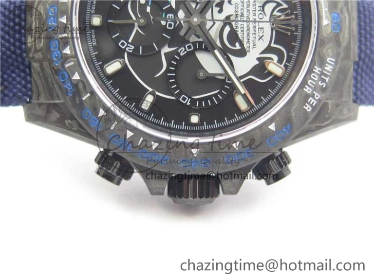 Resilient Daytona DIW Carbon V2 WWF Best Edition Black Dial On Dark Blue Nylon Strap A 3106