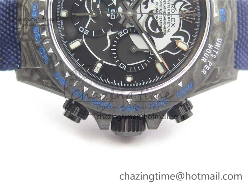 Resilient Daytona DIW Carbon V2 WWF Best Edition Black Dial On Dark Blue Nylon Strap A 3106