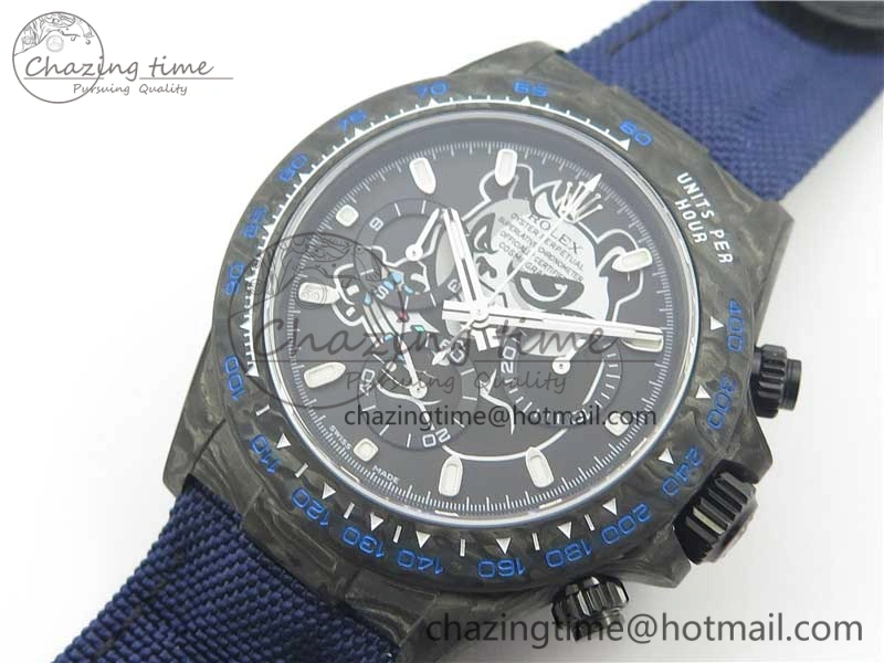Resilient Daytona DIW Carbon V2 WWF Best Edition Black Dial On Dark Blue Nylon Strap A 3106