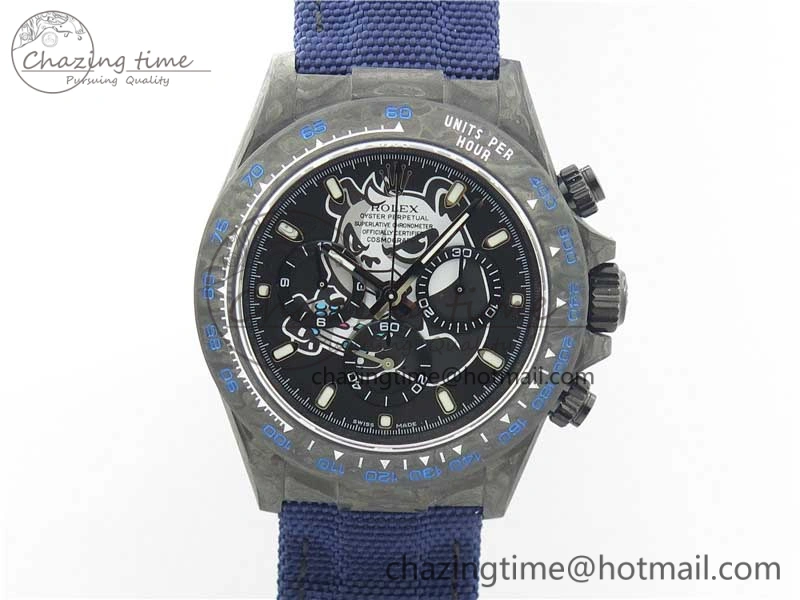 Resilient Daytona DIW Carbon V2 WWF Best Edition Black Dial On Dark Blue Nylon Strap A 3106