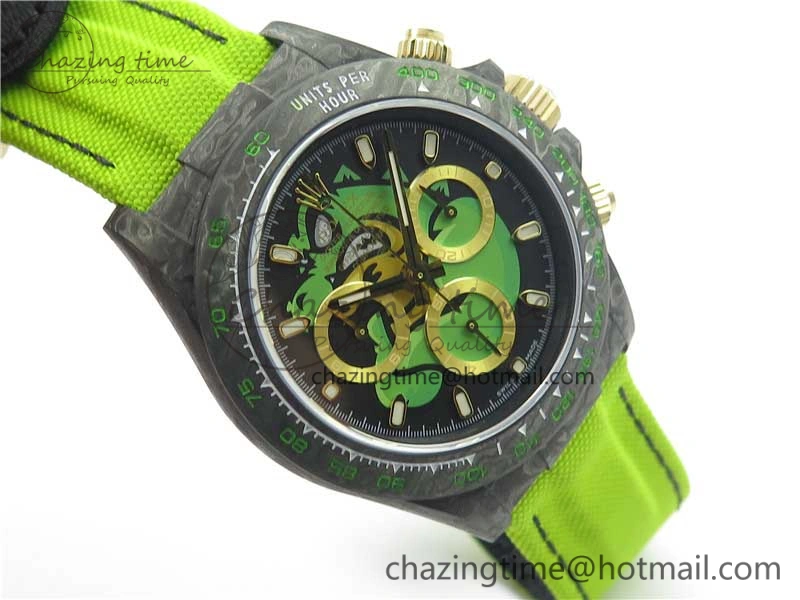 SportInspired Daytona DIW Carbon V2 WWF Best Edition Black Green Dial On Green Nylon Strap A 3110