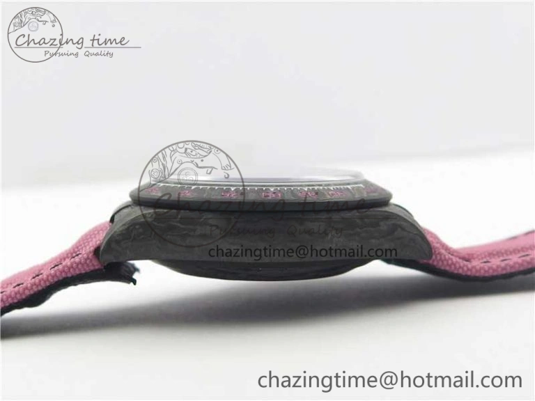 Lightweight Daytona DIW Carbon V2 WWF Best Edition Black Pink Dial On Pink Nylon Strap A 3113