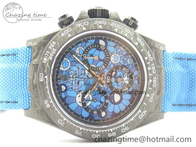 WaterResistant Daytona DIW Carbon V2 WWF Best Edition Blue Dial On Blue Nylon Strap A 3103