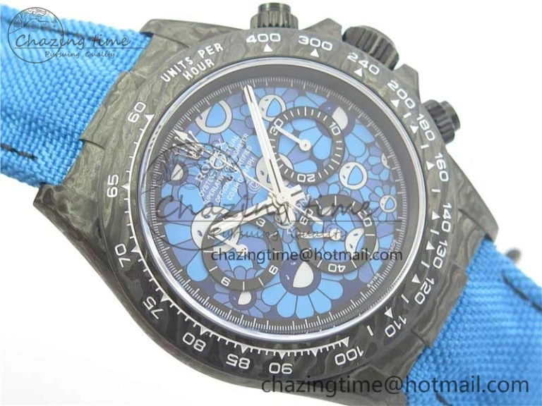 WaterResistant Daytona DIW Carbon V2 WWF Best Edition Blue Dial On Blue Nylon Strap A 3103