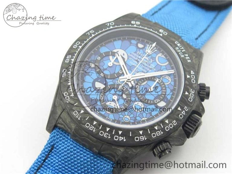 WaterResistant Daytona DIW Carbon V2 WWF Best Edition Blue Dial On Blue Nylon Strap A 3103