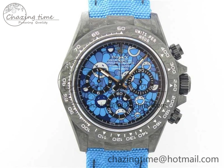 WaterResistant Daytona DIW Carbon V2 WWF Best Edition Blue Dial On Blue Nylon Strap A 3103