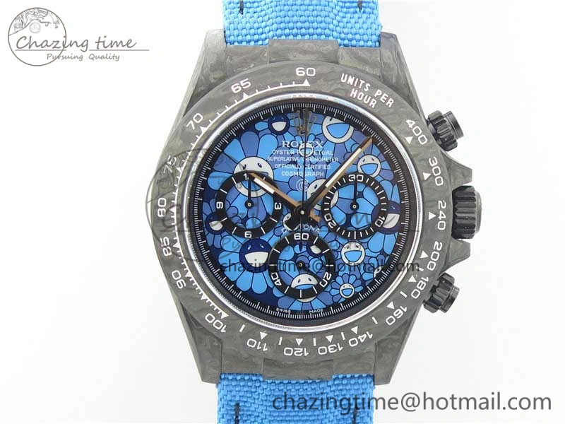 WaterResistant Daytona DIW Carbon V2 WWF Best Edition Blue Dial On Blue Nylon Strap A 3103