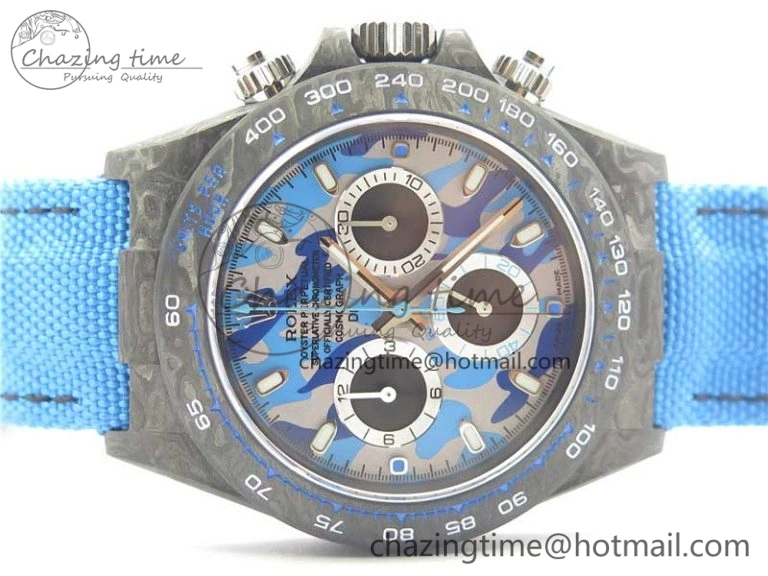 Daytona DIW Carbon V2 WWF Best Edition Camouflage Blue Dial On Blue Nylon Strap A TopPick 3111