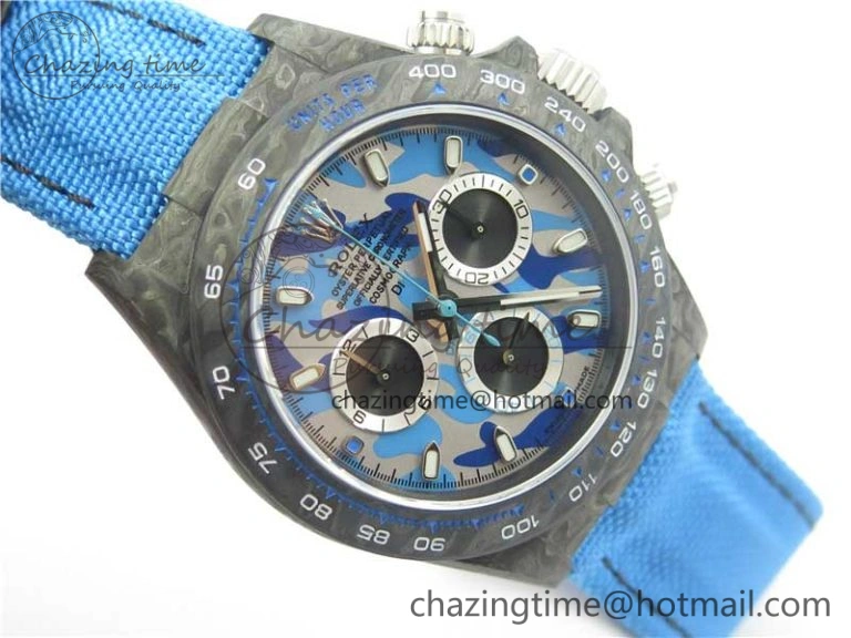 Daytona DIW Carbon V2 WWF Best Edition Camouflage Blue Dial On Blue Nylon Strap A TopPick 3111