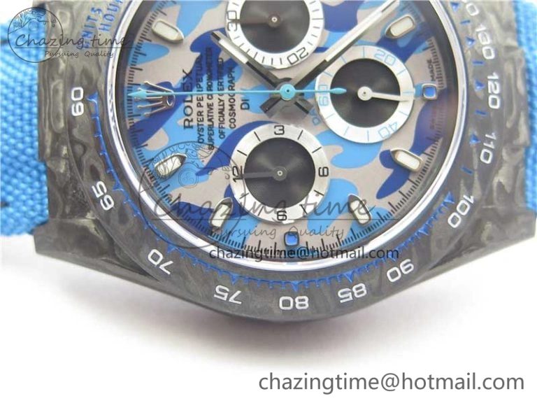 Daytona DIW Carbon V2 WWF Best Edition Camouflage Blue Dial On Blue Nylon Strap A TopPick 3111