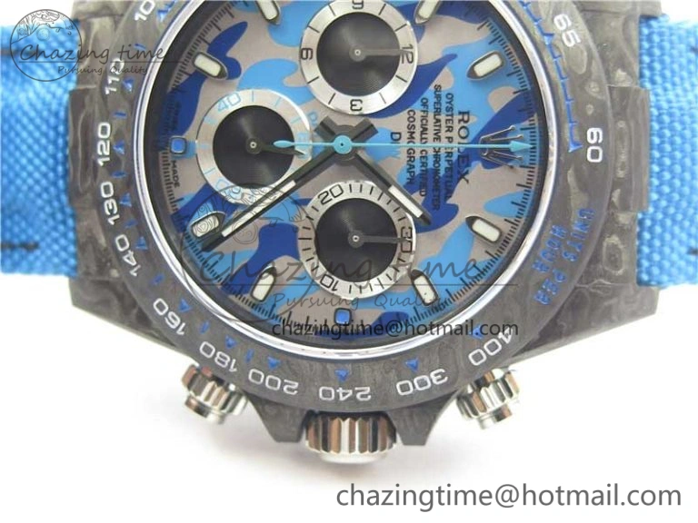 Daytona DIW Carbon V2 WWF Best Edition Camouflage Blue Dial On Blue Nylon Strap A TopPick 3111