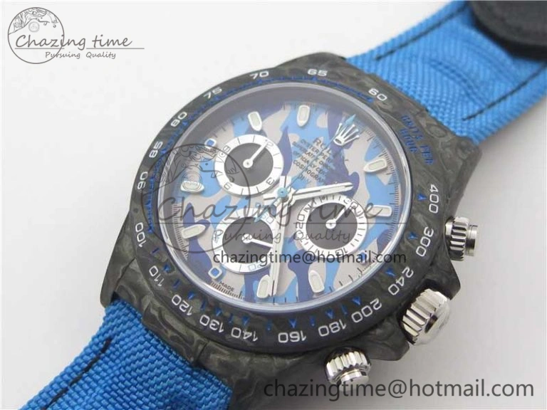 Daytona DIW Carbon V2 WWF Best Edition Camouflage Blue Dial On Blue Nylon Strap A TopPick 3111