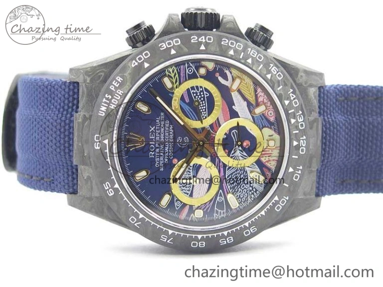 Daytona DIW Carbon V2 WWF Best Edition Dark Blue Dial On Dark Blue Nylon Strap A FastDry 3109