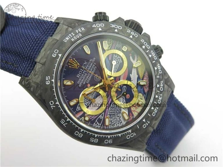 Daytona DIW Carbon V2 WWF Best Edition Dark Blue Dial On Dark Blue Nylon Strap A FastDry 3109