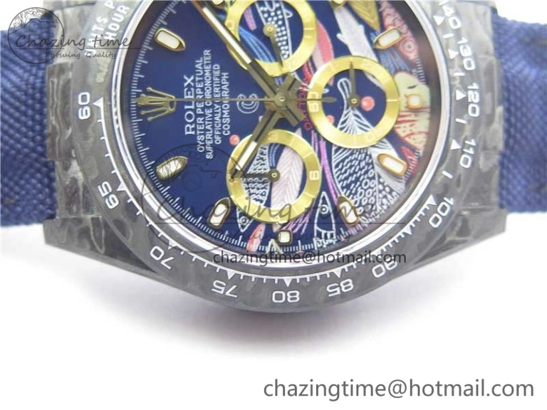 Daytona DIW Carbon V2 WWF Best Edition Dark Blue Dial On Dark Blue Nylon Strap A FastDry 3109