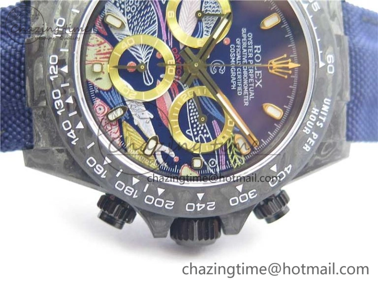 Daytona DIW Carbon V2 WWF Best Edition Dark Blue Dial On Dark Blue Nylon Strap A FastDry 3109
