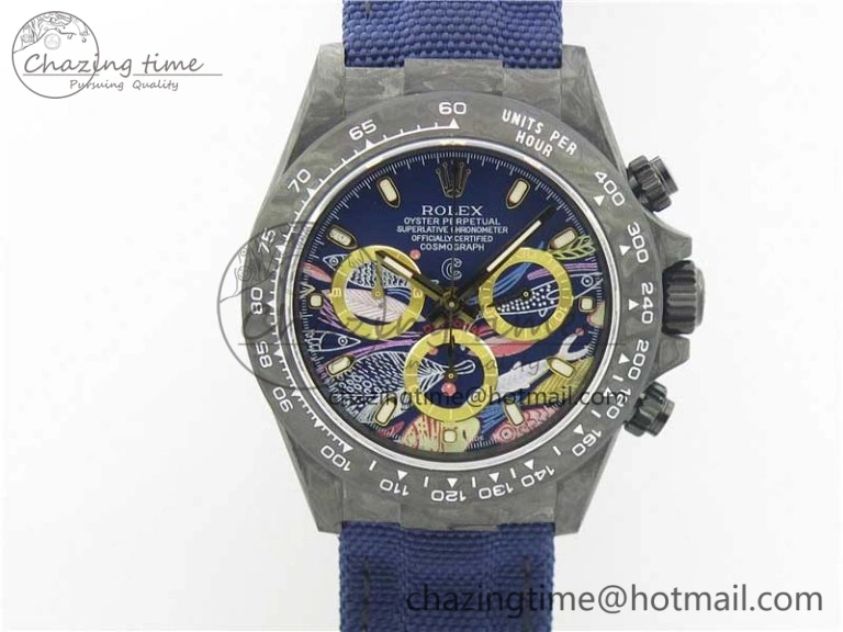Daytona DIW Carbon V2 WWF Best Edition Dark Blue Dial On Dark Blue Nylon Strap A FastDry 3109