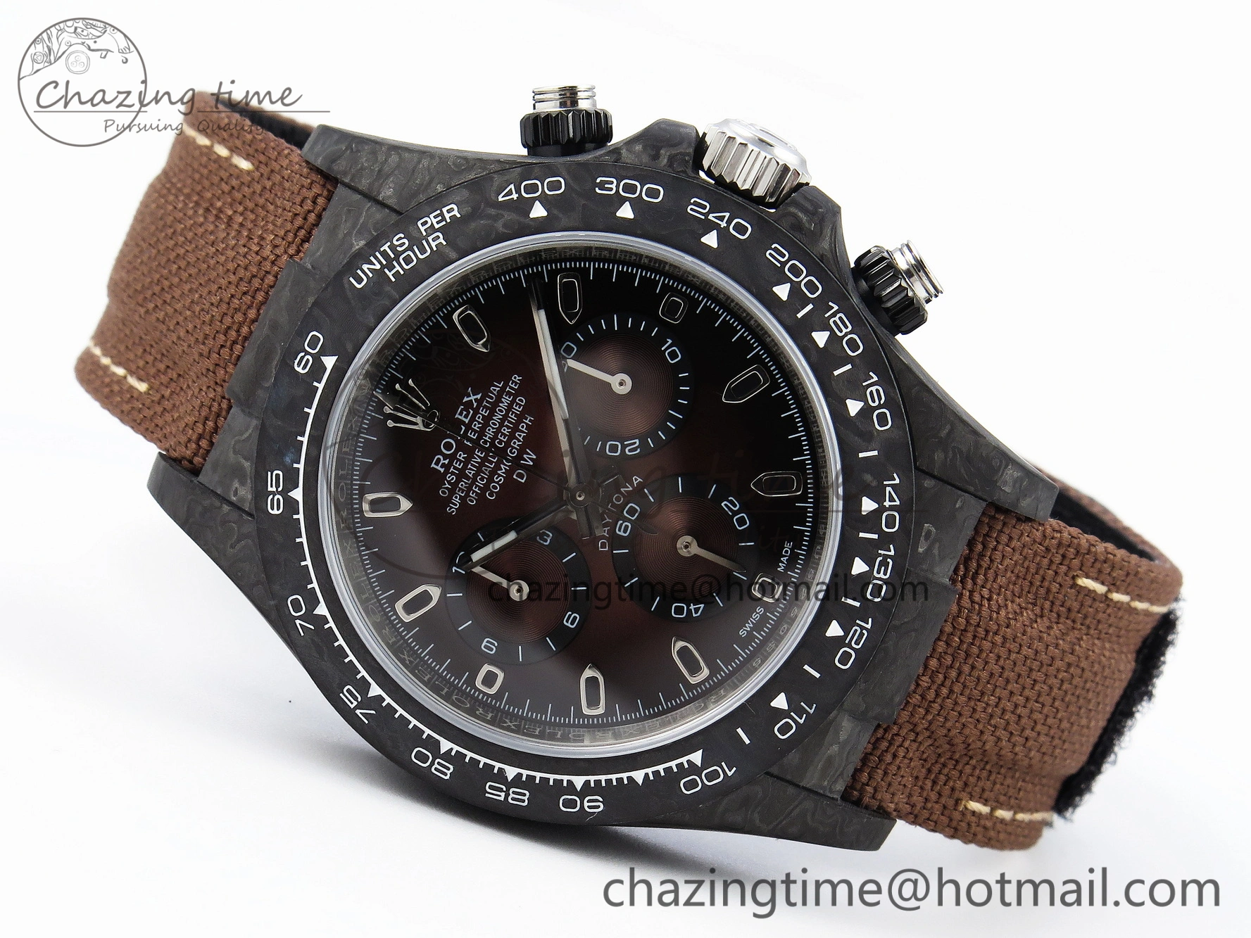 Casual Daytona DIW Carbon SS Case and Bezel DIWF Edition Brown Dial on Brown Nylon Strap A 1888