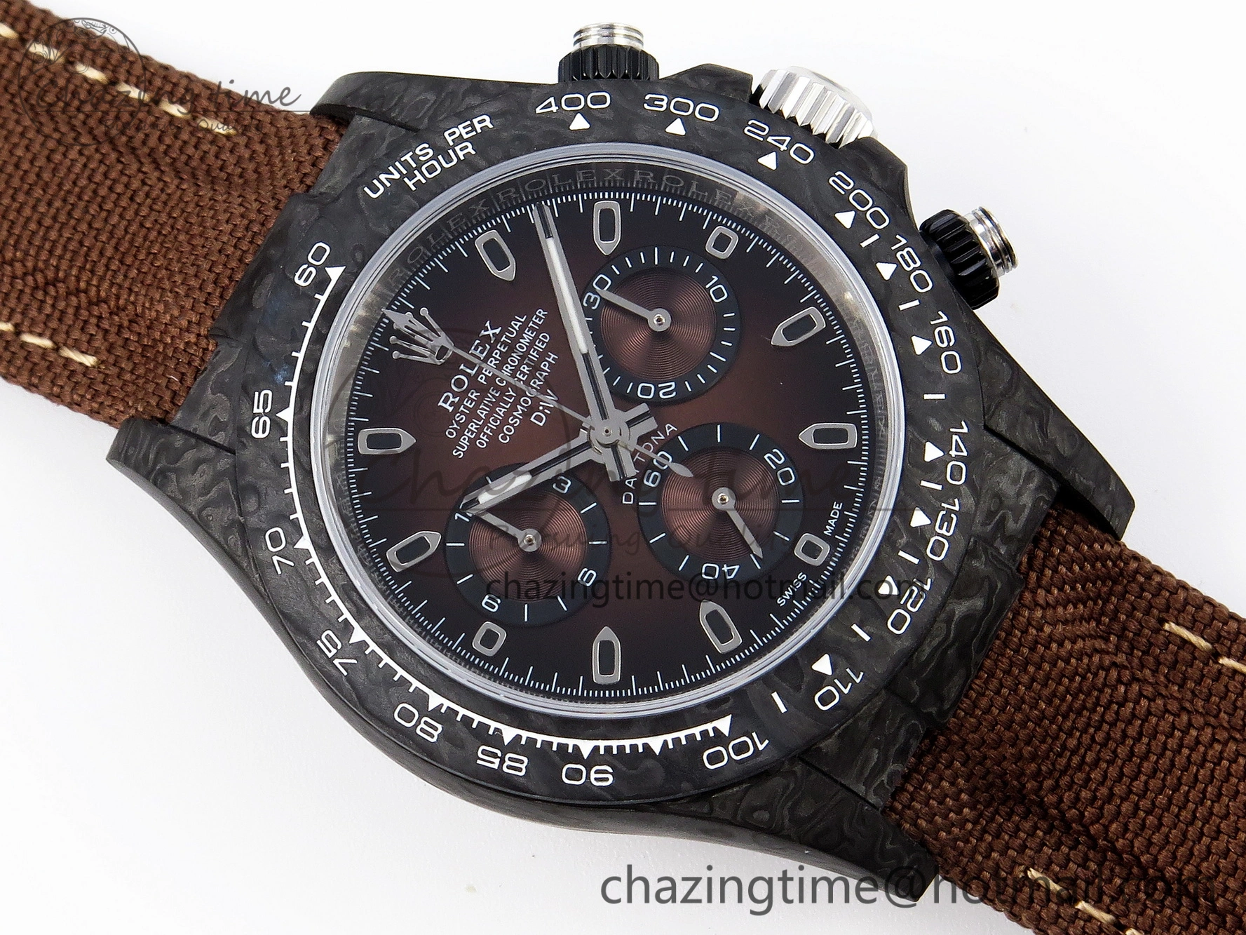 Casual Daytona DIW Carbon SS Case and Bezel DIWF Edition Brown Dial on Brown Nylon Strap A 1888
