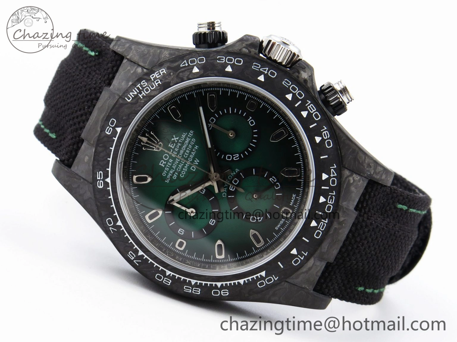 Daytona DIW Carbon SS Case and Bezel DIWF Edition Green Dial on Black Nylon Strap A ZeroBulk 1887
