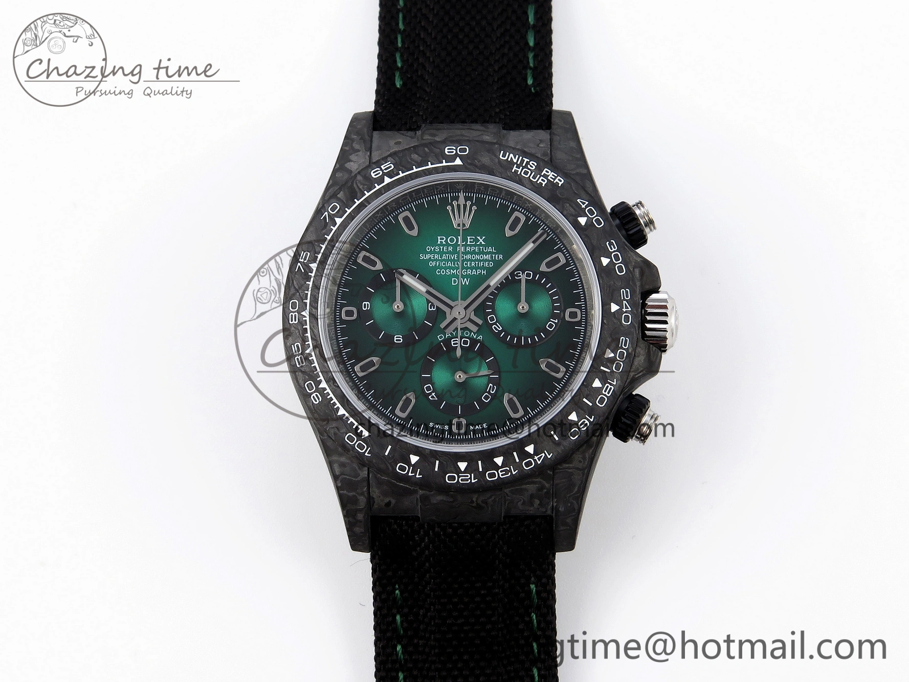 Daytona DIW Carbon SS Case and Bezel DIWF Edition Green Dial on Black Nylon Strap A ZeroBulk 1887
