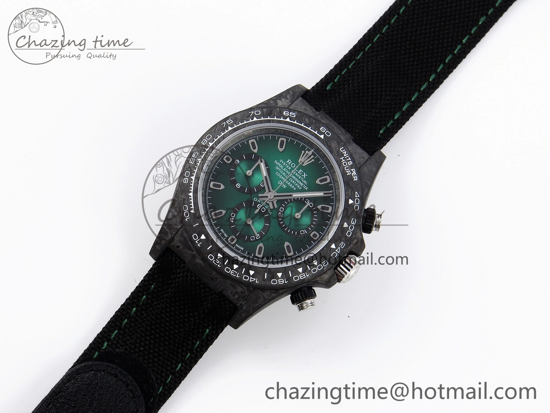 Daytona DIW Carbon SS Case and Bezel DIWF Edition Green Dial on Black Nylon Strap A ZeroBulk 1887