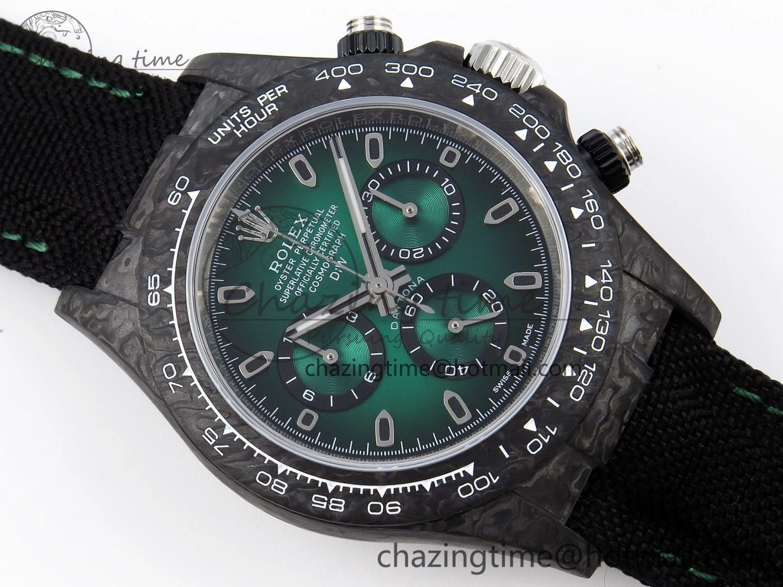 Daytona DIW Carbon SS Case and Bezel DIWF Edition Green Dial on Black Nylon Strap A ZeroBulk 1887