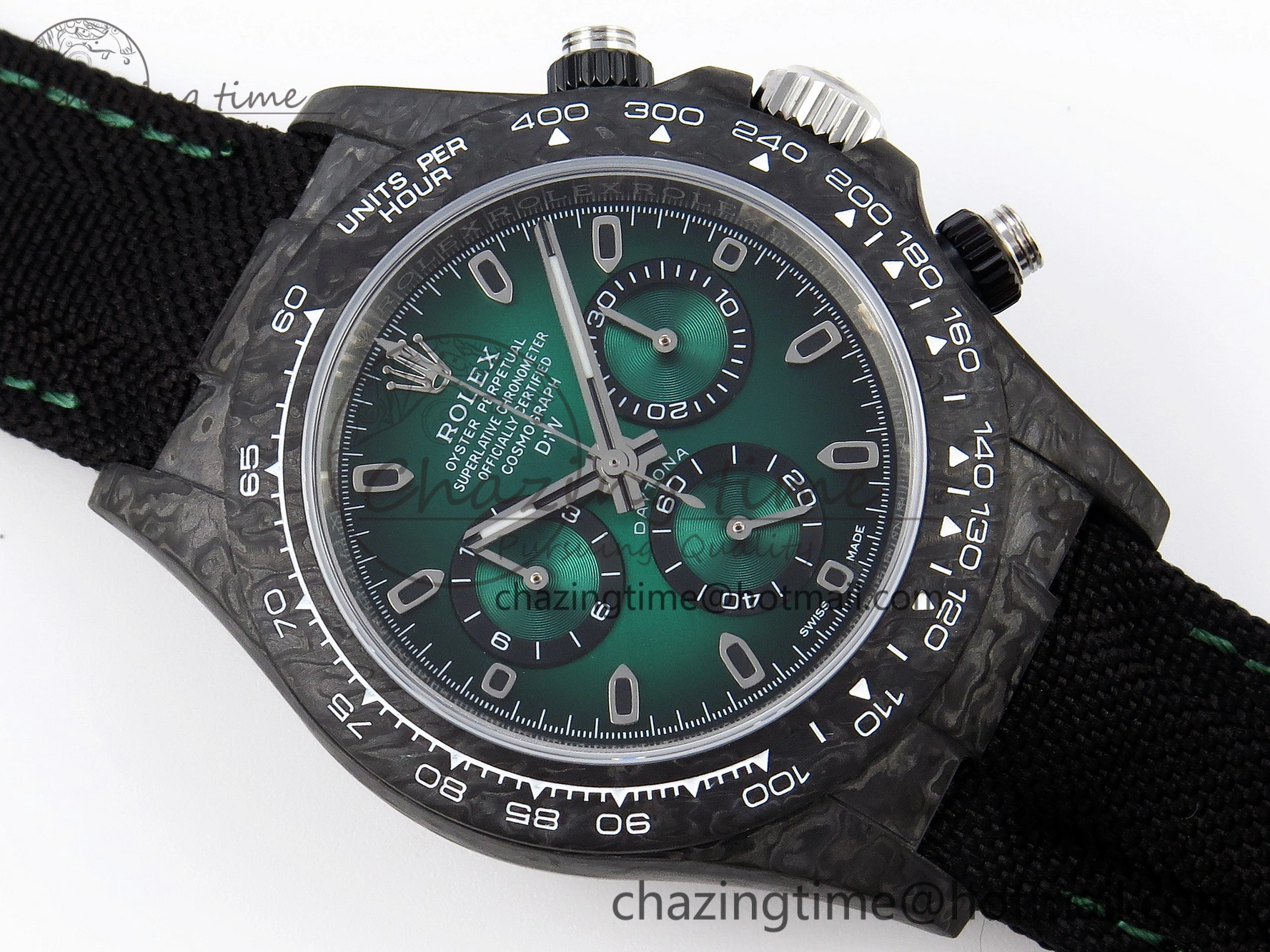 Daytona DIW Carbon SS Case and Bezel DIWF Edition Green Dial on Black Nylon Strap A ZeroBulk 1887