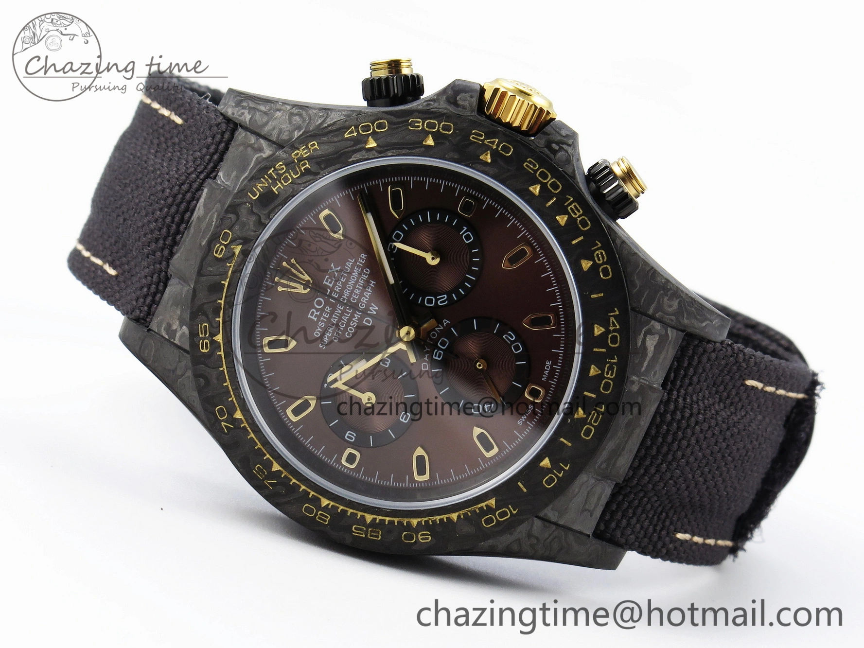 Supportive Daytona DIW Carbon YG Case and Bezel DIWF Edition Brown Dial on Black Nylon Strap A 1880