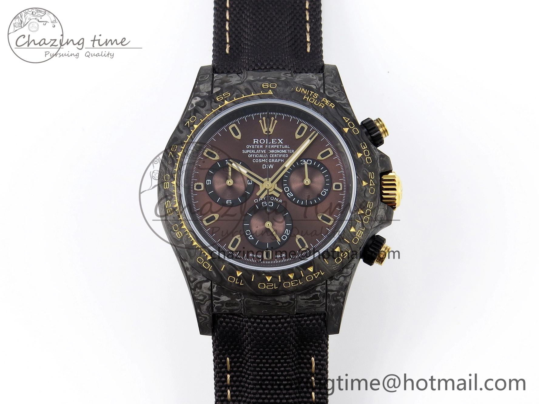 Supportive Daytona DIW Carbon YG Case and Bezel DIWF Edition Brown Dial on Black Nylon Strap A 1880