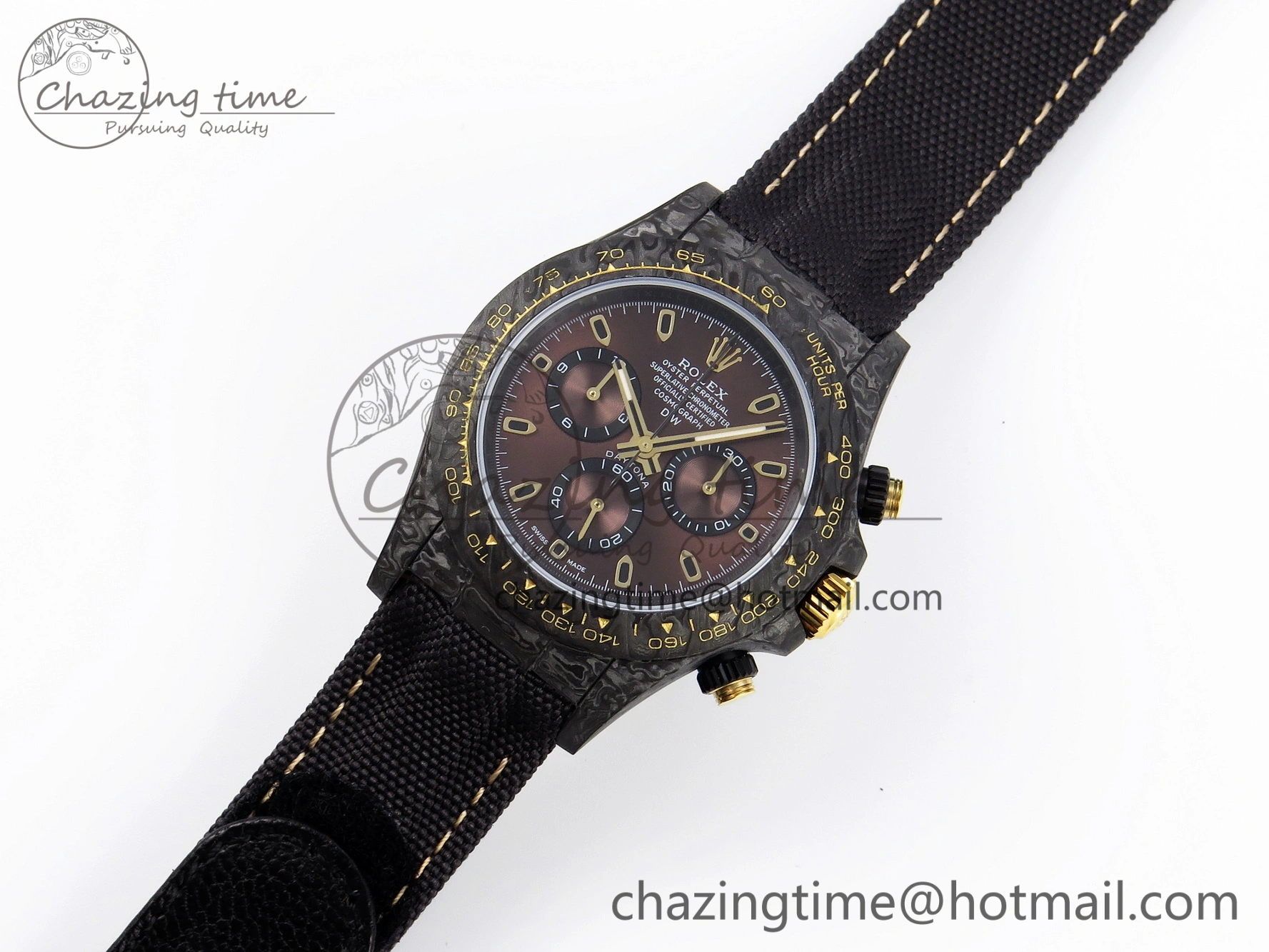 Supportive Daytona DIW Carbon YG Case and Bezel DIWF Edition Brown Dial on Black Nylon Strap A 1880