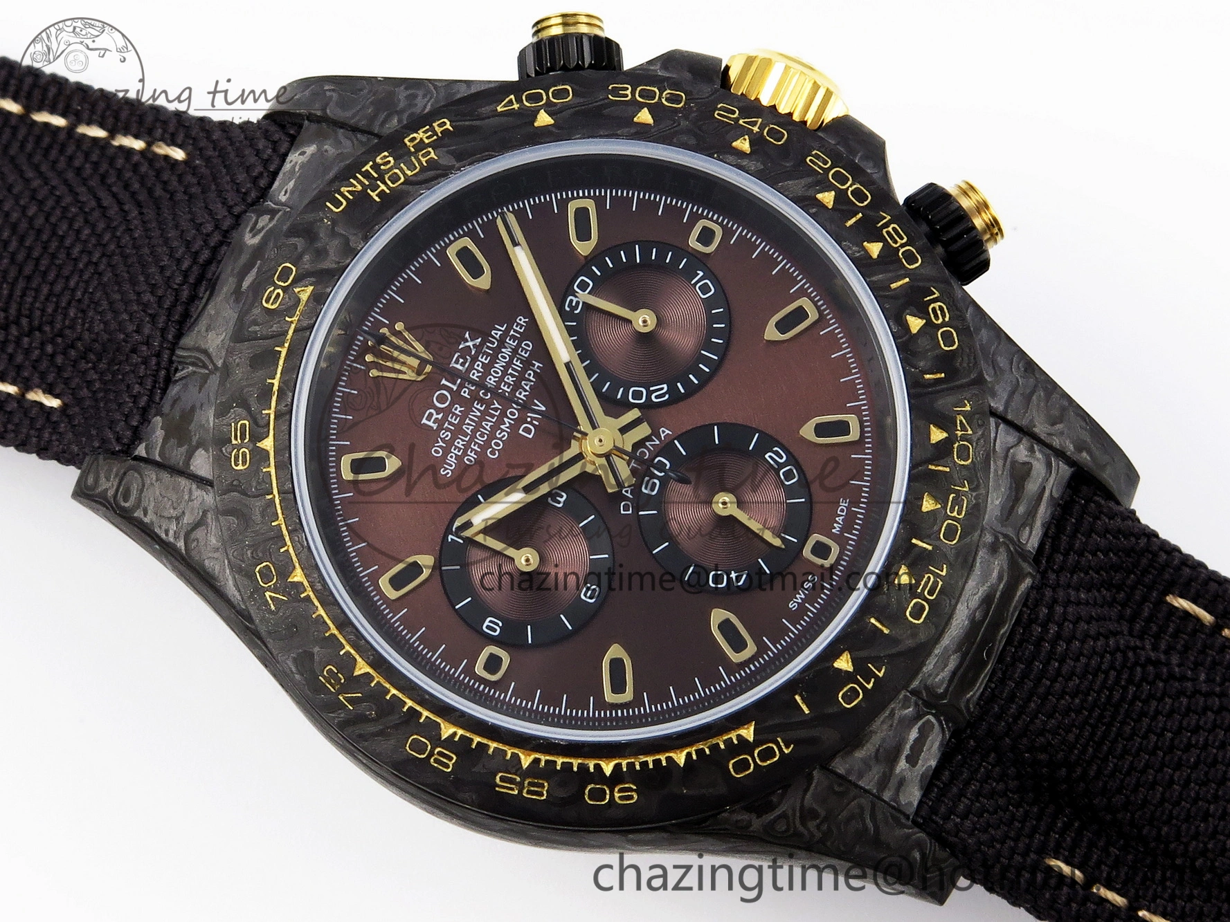 Supportive Daytona DIW Carbon YG Case and Bezel DIWF Edition Brown Dial on Black Nylon Strap A 1880