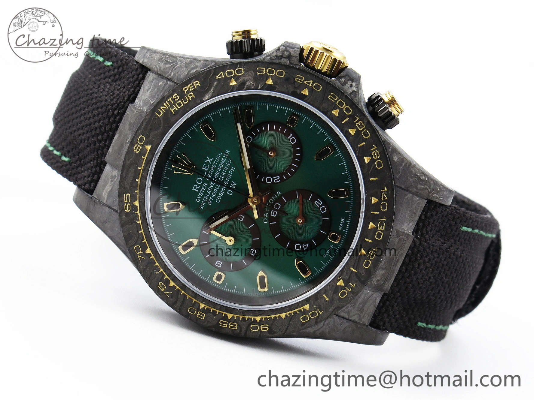 Comfortable Daytona DIW Carbon YG Case and Bezel DIWF Edition Green Dial on Black Nylon Strap A 1883