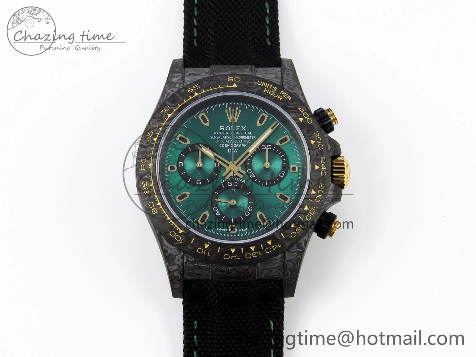 Comfortable Daytona DIW Carbon YG Case and Bezel DIWF Edition Green Dial on Black Nylon Strap A 1883